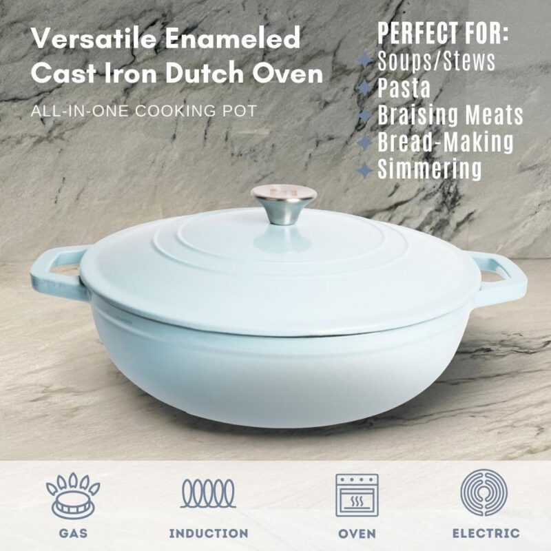 Lexi Home 5 Qt Round Enameled Dutch Oven Braiser - Image 3