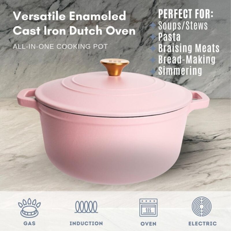 Lexi Home 6 Qt Round Enameled Dutch Oven - Image 3
