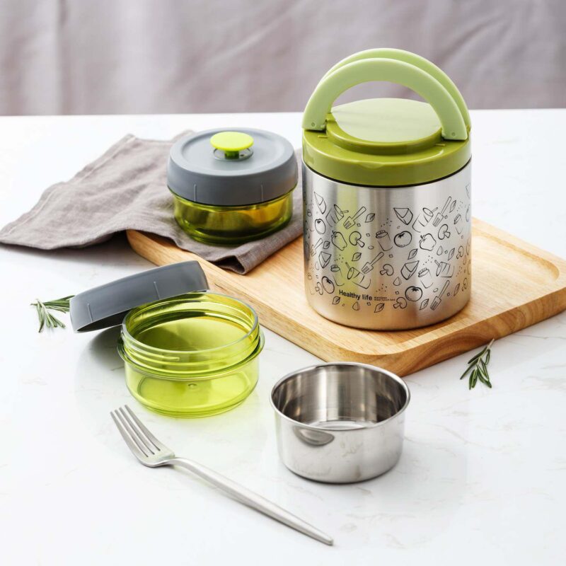 Lille Home Lunch Box Set, An 22OZ Vacuum Insulated Bento/Snack Box, Two 7OZ BPA-Free Food Containers, A Lunch Bag, A Portable Cutlery Set - Image 2