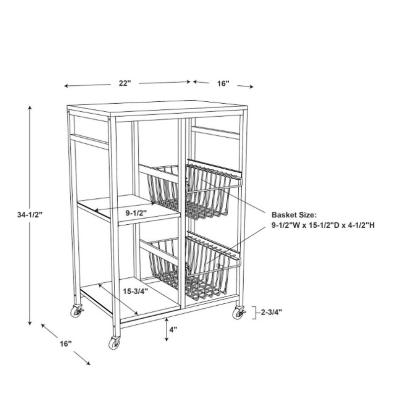 Linon Alicia Small Kitchen Cart - Image 9