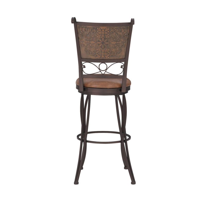 Linon Bronze Finish Stamped Back Swivel Bar Stool - Image 7