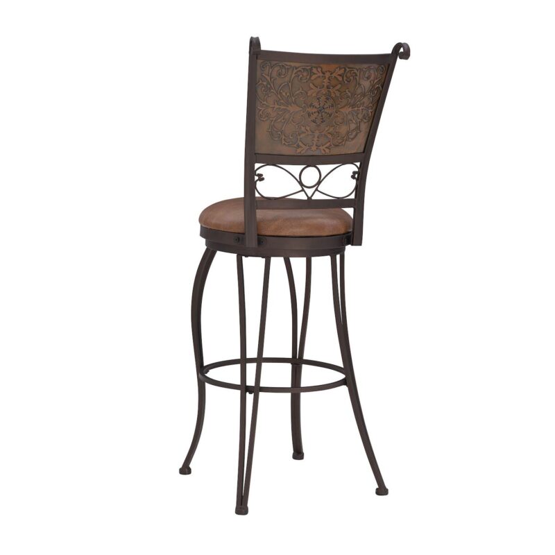 Linon Bronze Finish Stamped Back Swivel Bar Stool - Image 4