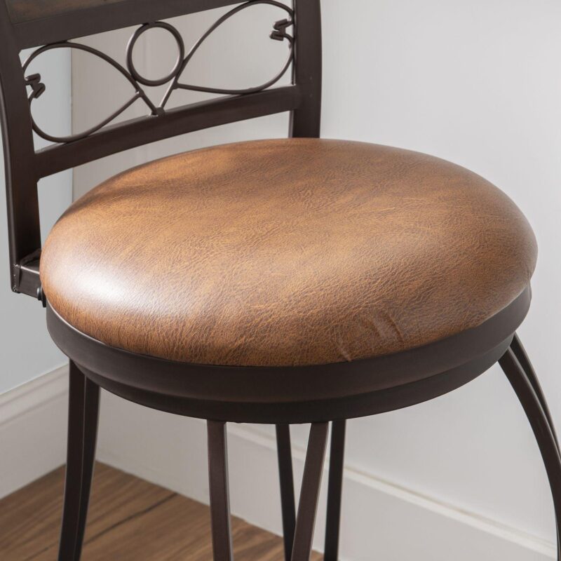 Linon Bronze Finish Stamped Back Swivel Bar Stool - Image 6