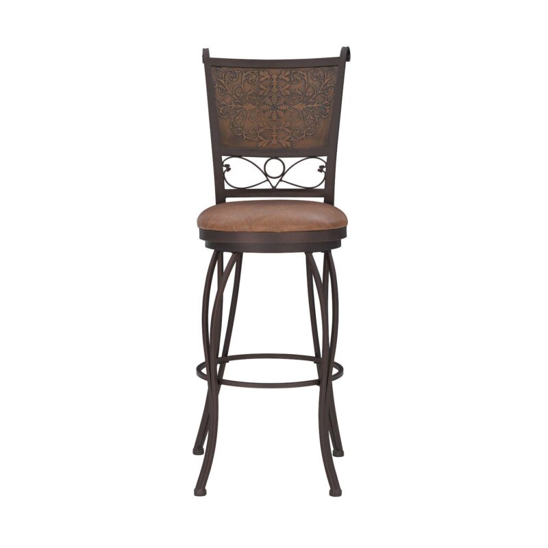 Linon Bronze Finish Stamped Back Swivel Bar Stool - Image 5