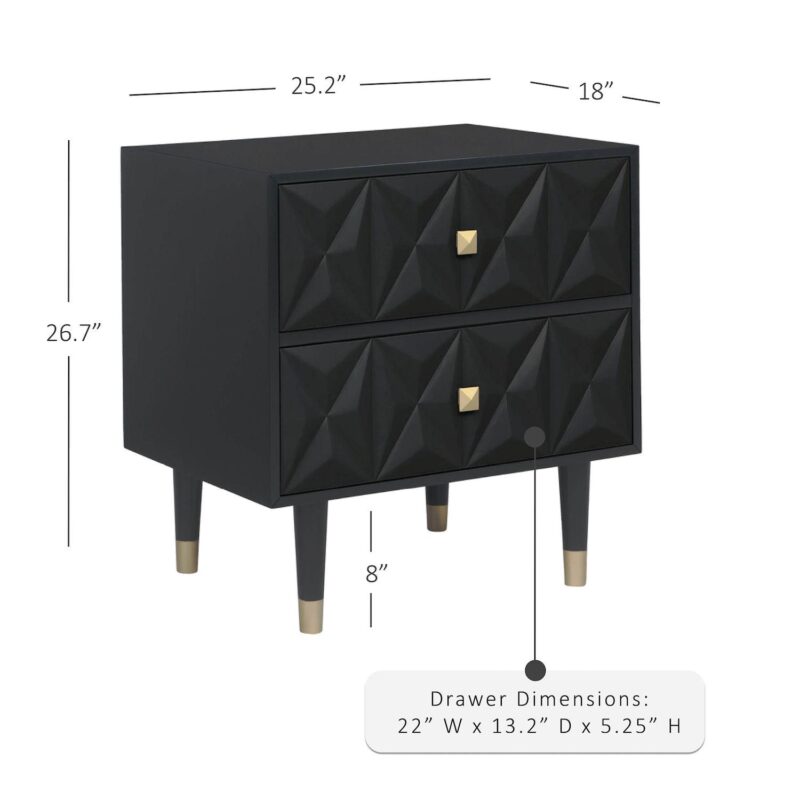 Linon Geometric Texture Nightstand End Table - Image 10