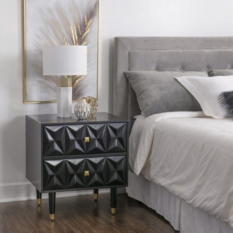 Linon Geometric Texture Nightstand End Table - Image 3