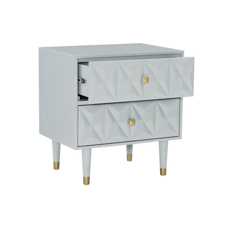 Linon Geometric Texture Nightstand End Table - Image 9