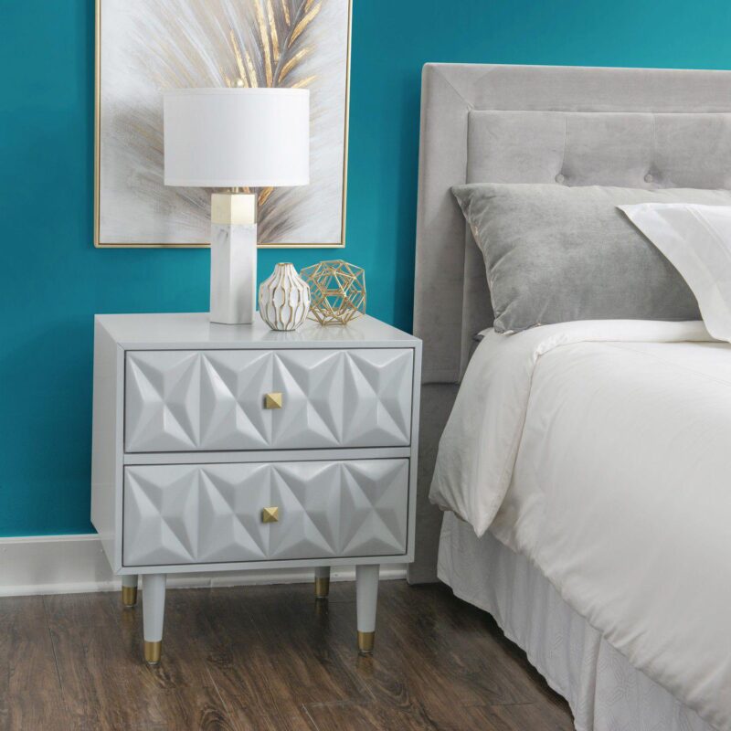 Linon Geometric Texture Nightstand End Table - Image 4