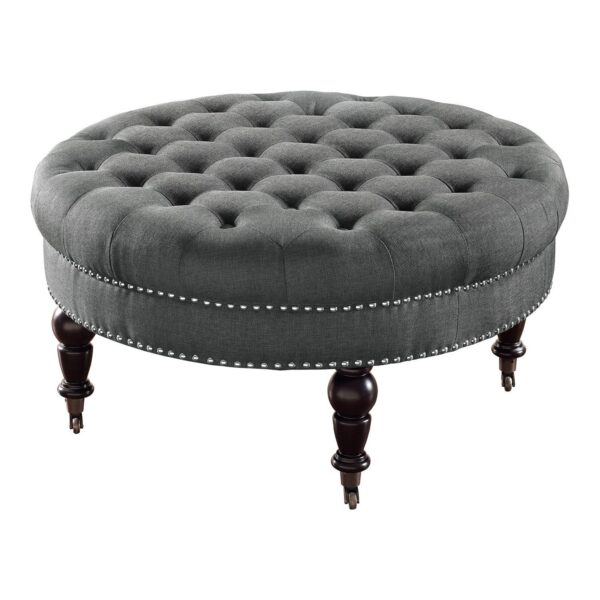 Linon Isabelle Round Tufted Ottoman