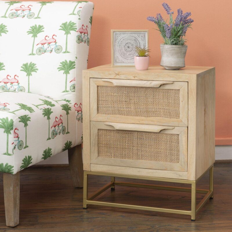 Linon Janie Rattan 2-Drawer Cabinet - Image 2