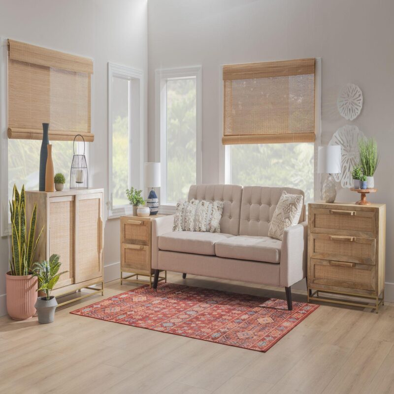 Linon Janie Rattan 2-Drawer Cabinet - Image 3