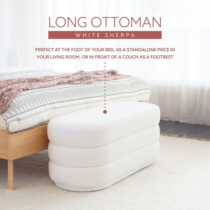 Linon Lorilynn Oblong Sherpa Ottoman - Image 6