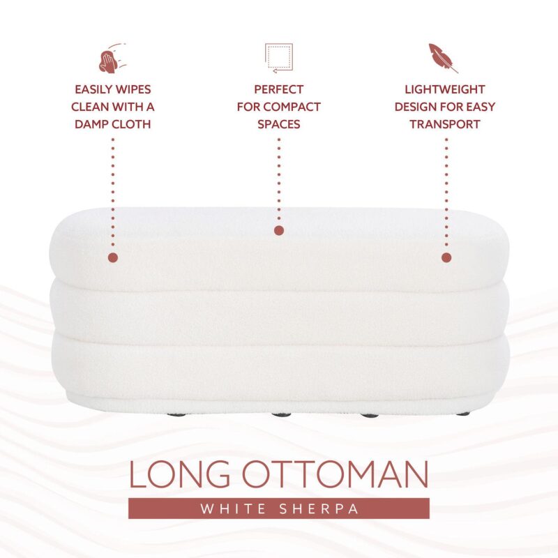 Linon Lorilynn Oblong Sherpa Ottoman - Image 7