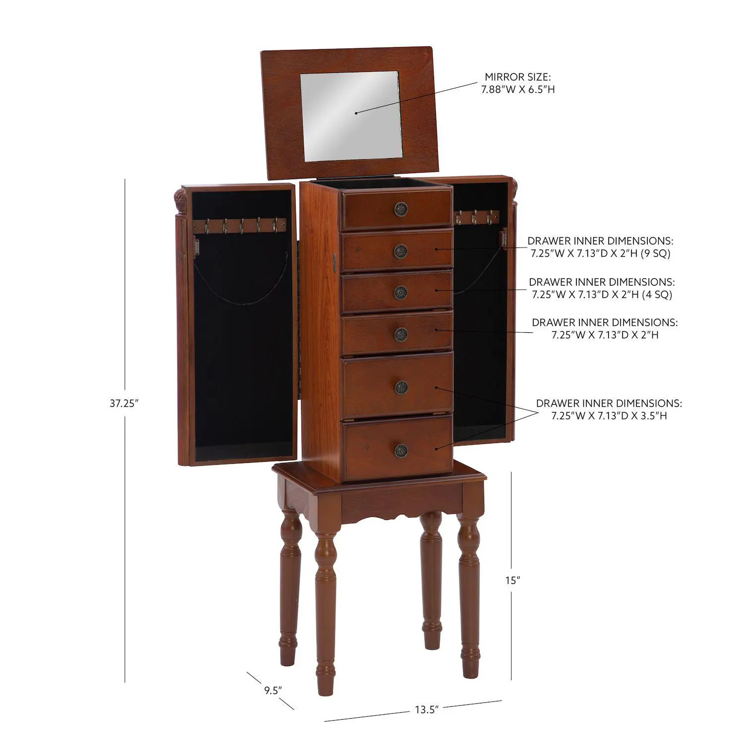 Linon Ollie Jewelry Armoire 10 Linon Ollie Jewelry Armoire - Image 10