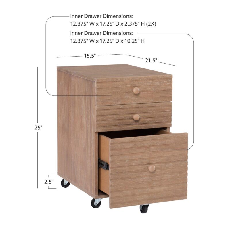 Linon Ripples Three Drawer File Cabinet - Image 9