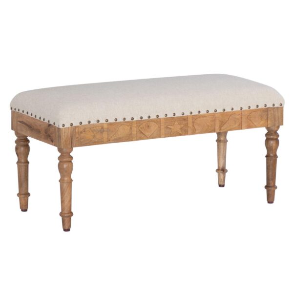 Linon Shelly Upholstered Wood Seashell Bench