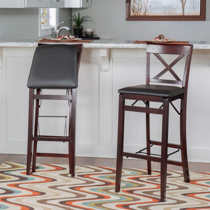Linon Triena X-Back Folding Bar Stool - Image 2
