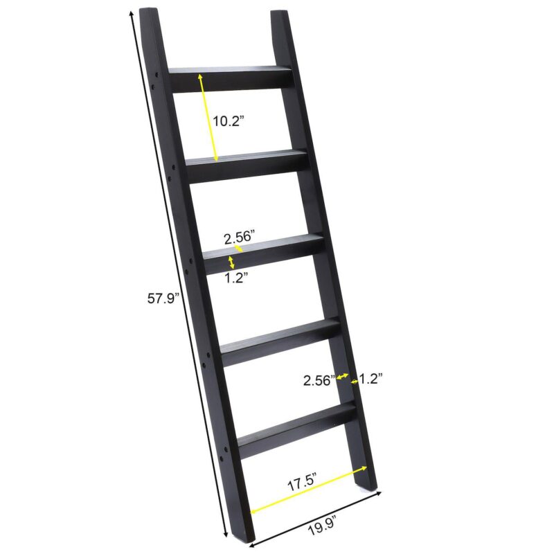 LuxenHome Black Wood 4.8ft Decorative Blanket Ladder - Image 5