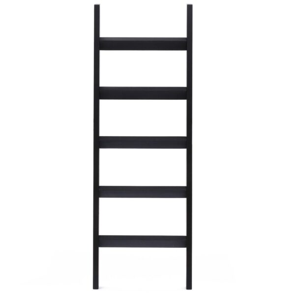 LuxenHome Black Wood 4.8ft Decorative Blanket Ladder