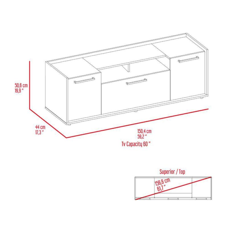 Lyon Tv Stand For Tvs Up 55 , One Cabinet, Double Door - Image 3