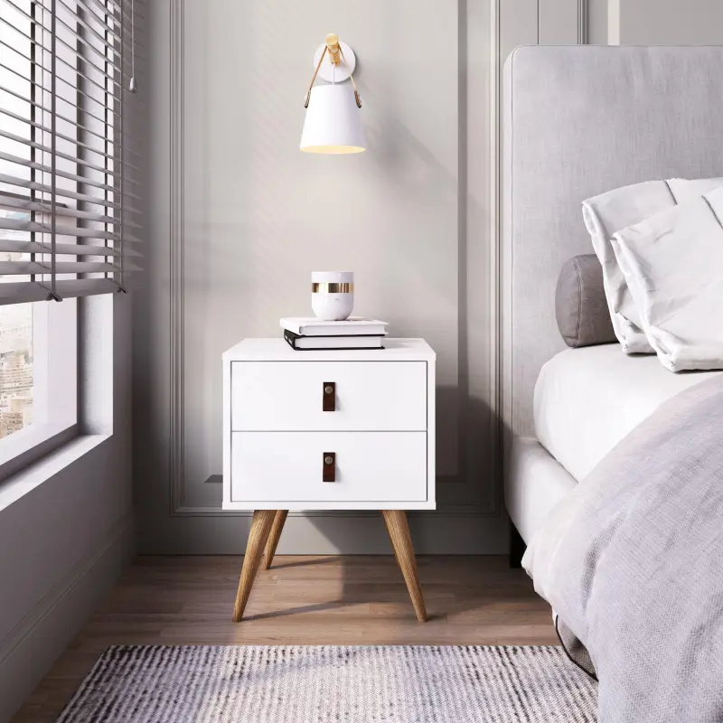 MANHATTAN COMFORT Amber 2-Drawer Nightstand Table 2-piece Set - Image 5