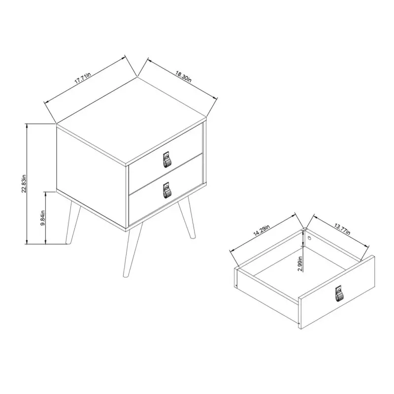 MANHATTAN COMFORT Amber 2-Drawer Nightstand Table 2-piece Set - Image 13