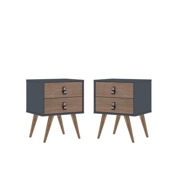 MANHATTAN COMFORT Amber 2-Drawer Nightstand Table 2-piece Set