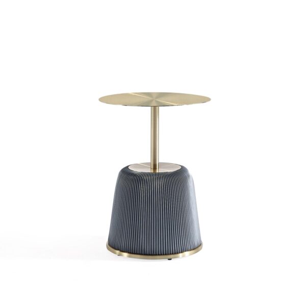 MANHATTAN COMFORT Anderson Modern Faux Leather Upholstered and Gold Top End Table