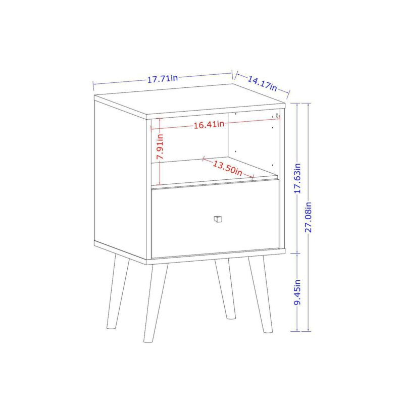 MANHATTAN COMFORT Liberty Mid-Century Modern Nightstand Table - Image 9