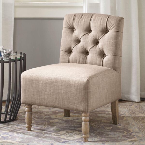 Madison Park Lina Button Tufted Upholstered Armless Accent Chair