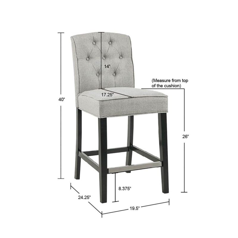 Madison Park Misha 26-in. Button Tufted Back Upholstered Counter Stool - Image 7