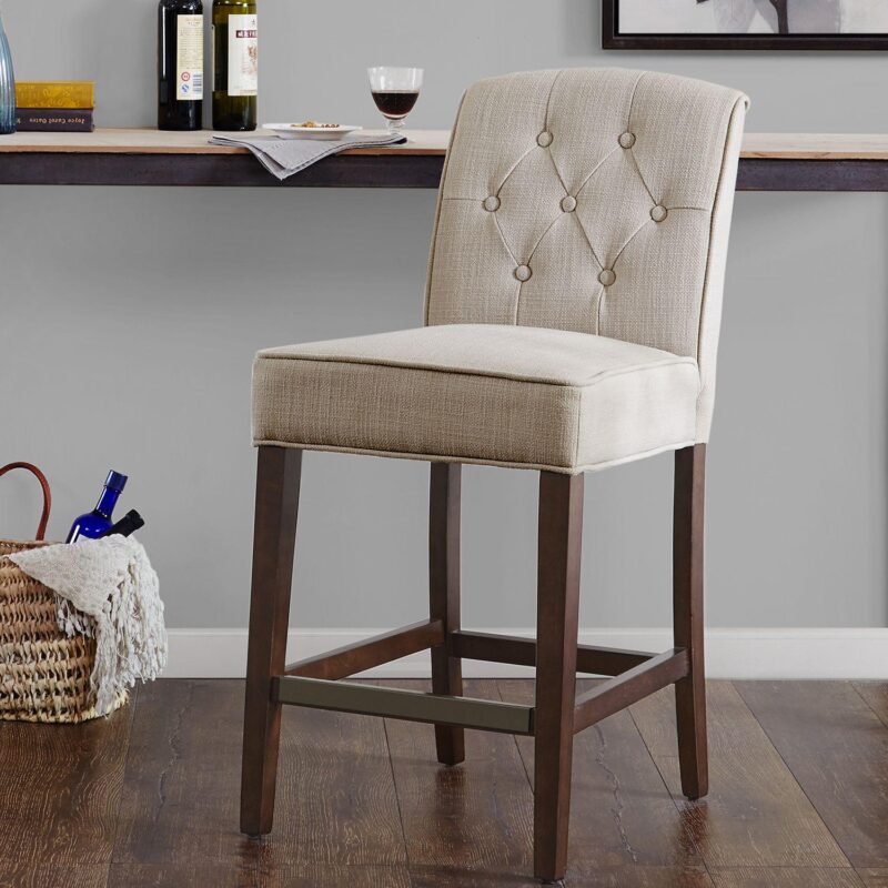 Madison Park Misha 26-in. Button Tufted Back Upholstered Counter Stool - Image 8
