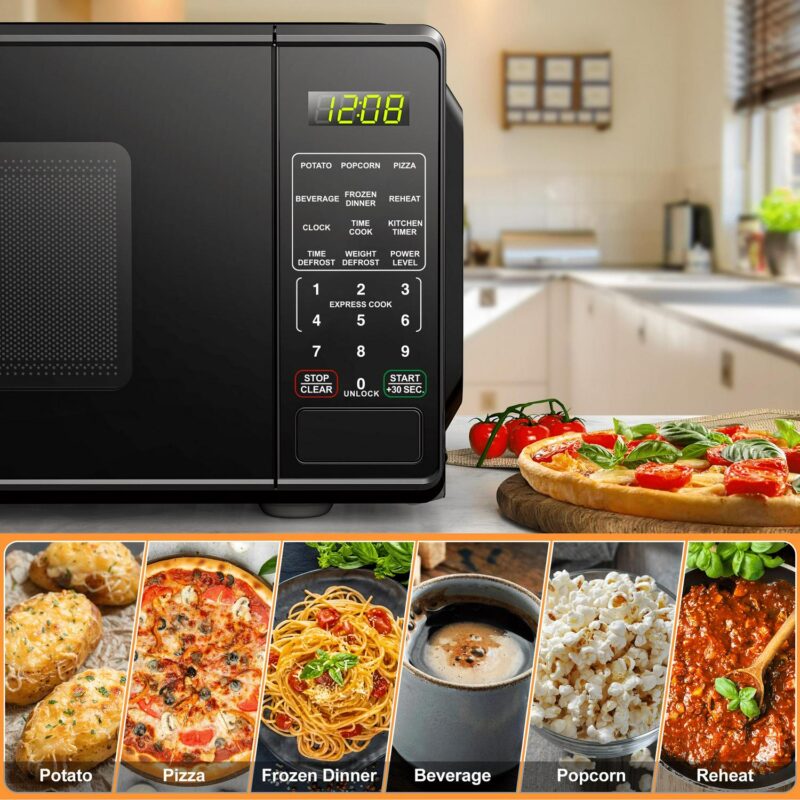 Mainstays 0.7 Cu ft Countertop Microwave Oven, 700 Watts, Black - Image 3
