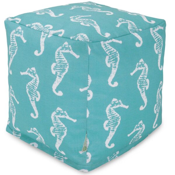 Majestic Home Goods Seahorse Indoor Outdoor Small Cube Ottoman