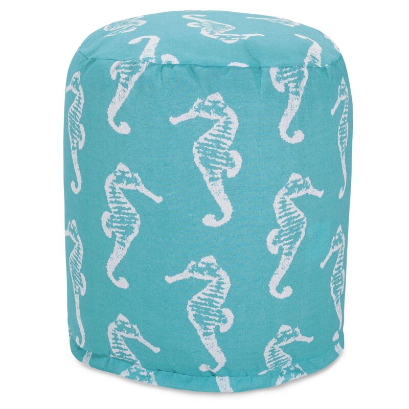 Majestic Home Goods Seahorse Indoor Outdoor Small Pouf Ottoman - Image 2