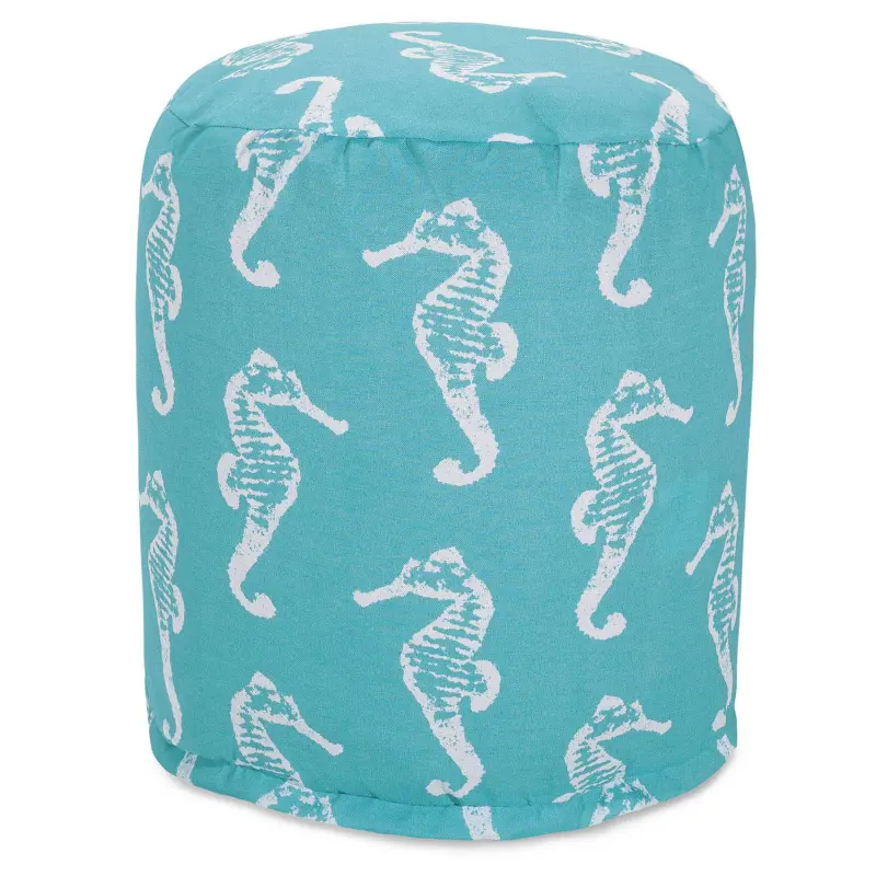 Majestic Home Goods Seahorse Indoor Outdoor Small Pouf Ottoman - Image 2
