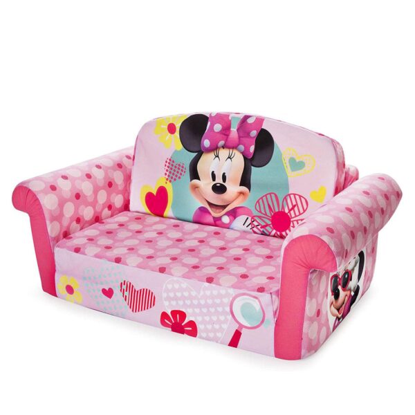 Marshmallow Furniture Kids 2-in-1 Flip Open Foam Compressed Sofa, Minnie Mouse