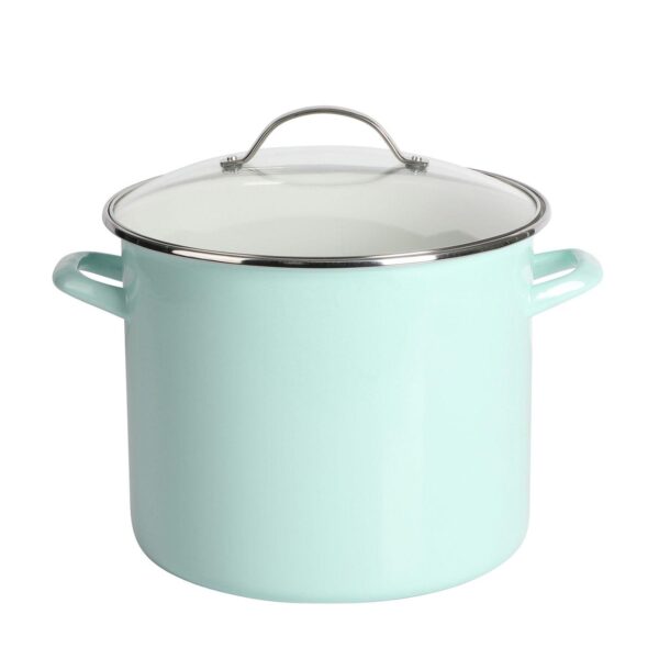 Martha Stewart 12 Qt. Enameled Steel Stock Pot with Glass Lid