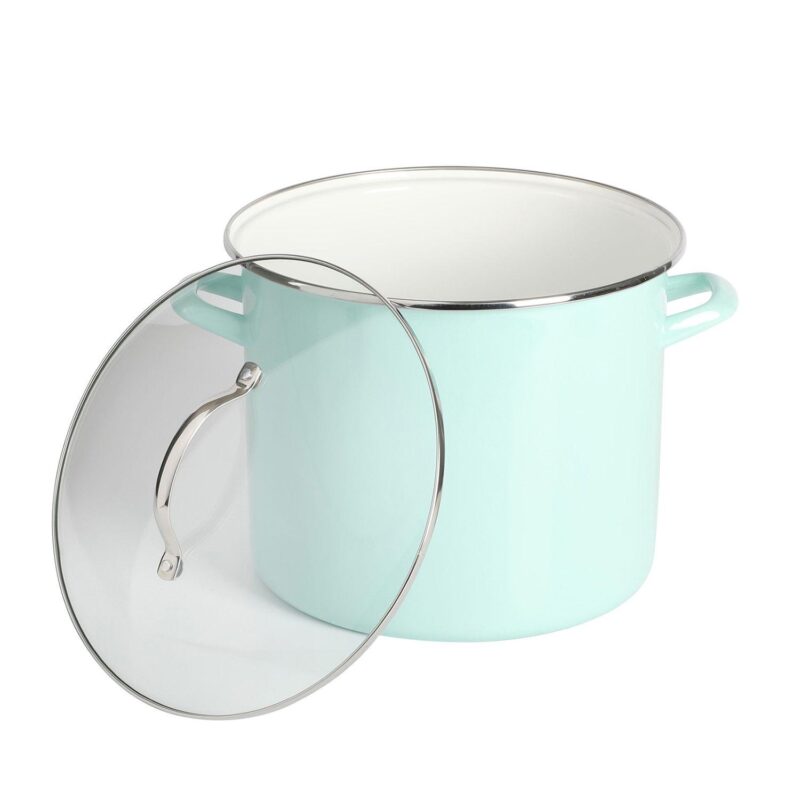 Martha Stewart 12 Qt. Enameled Steel Stock Pot with Glass Lid - Image 2
