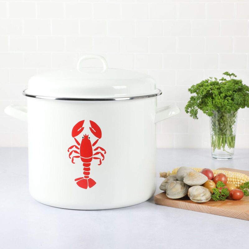 Martha Stewart 16-Quart Enameled Steel Lobster Print Stock Pot with Lid - Image 4