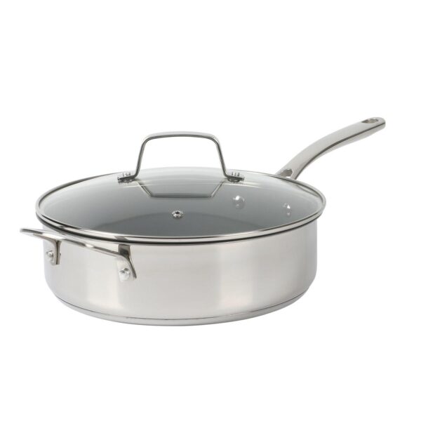 Martha Stewart Delaroux 4 Qt. Stainless Steel Ceramic Nonstick Saute Pan with Glass Lid