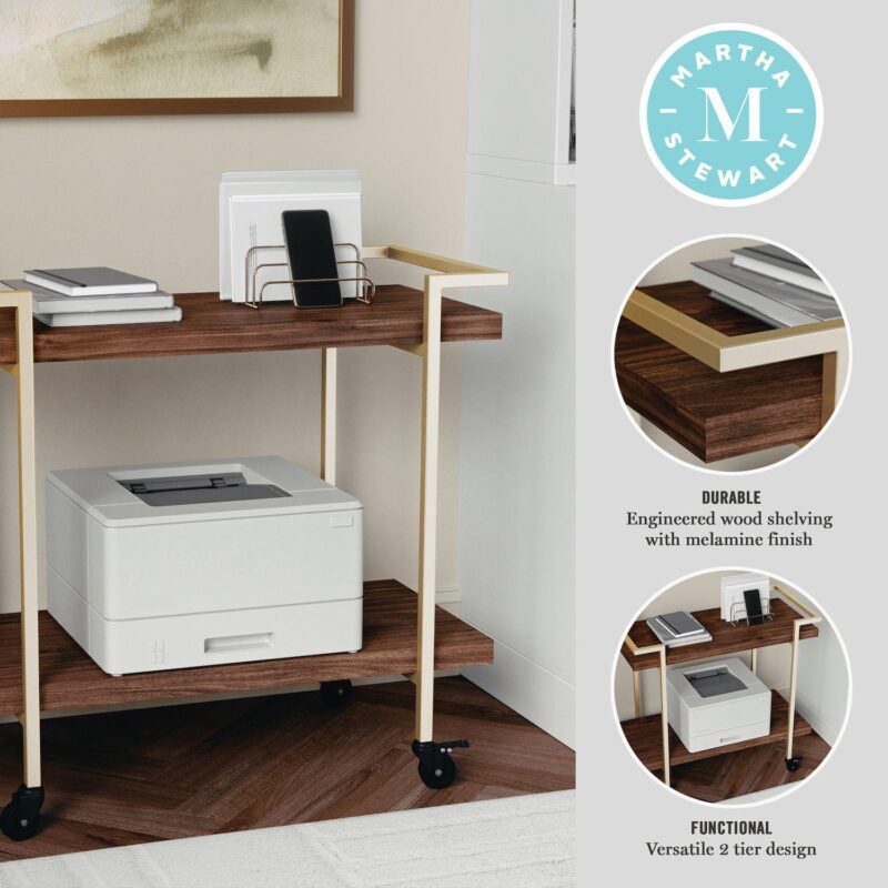 Martha Stewart Liam 2-Tier Mobile Office Storage and Printer Cart - Image 4