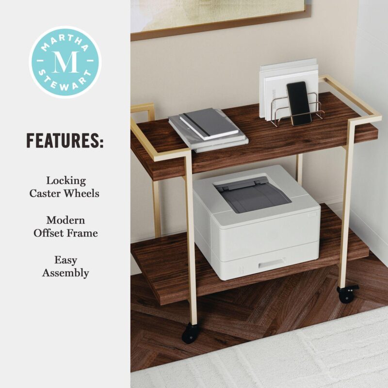 Martha Stewart Liam 2-Tier Mobile Office Storage and Printer Cart - Image 6