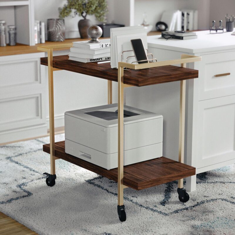 Martha Stewart Liam 2-Tier Mobile Office Storage and Printer Cart - Image 2