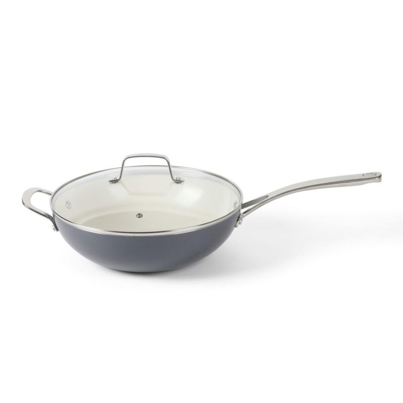 Martha Stewart Lockton 12 in. Ceramic Nonstick Multipurpose Wok Frying Pan - Image 2