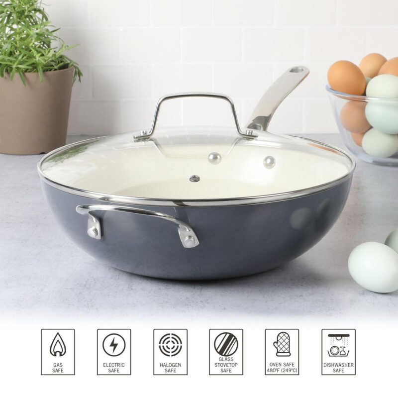 Martha Stewart Lockton 12 in. Ceramic Nonstick Multipurpose Wok Frying Pan - Image 9