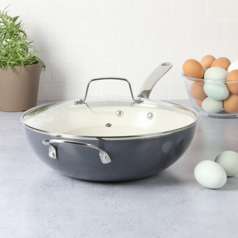 Martha Stewart Lockton 12 in. Ceramic Nonstick Multipurpose Wok Frying Pan - Image 5