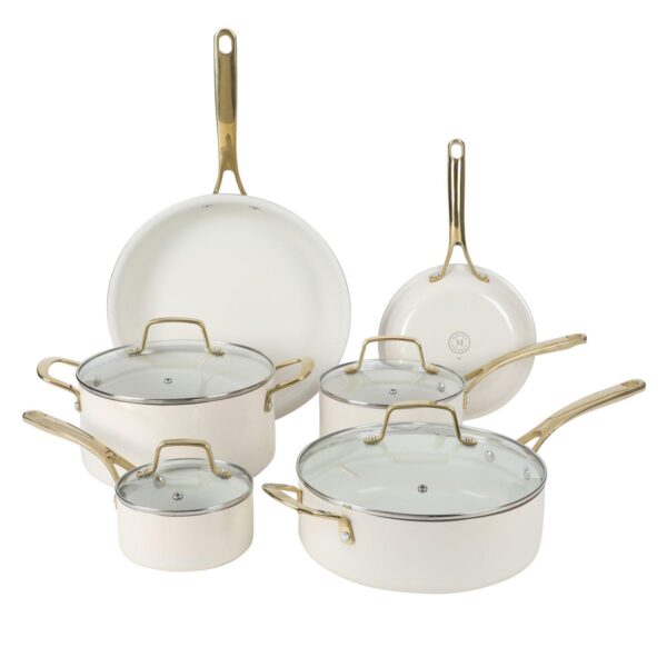 Martha Stewart Lockton 10-Piece Ceramic Nonstick Aluminum Cookware Set with Lids