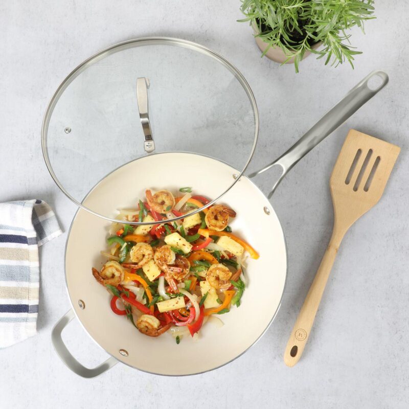 Martha Stewart Lockton 12 in. Ceramic Nonstick Multipurpose Wok Frying Pan - Image 4