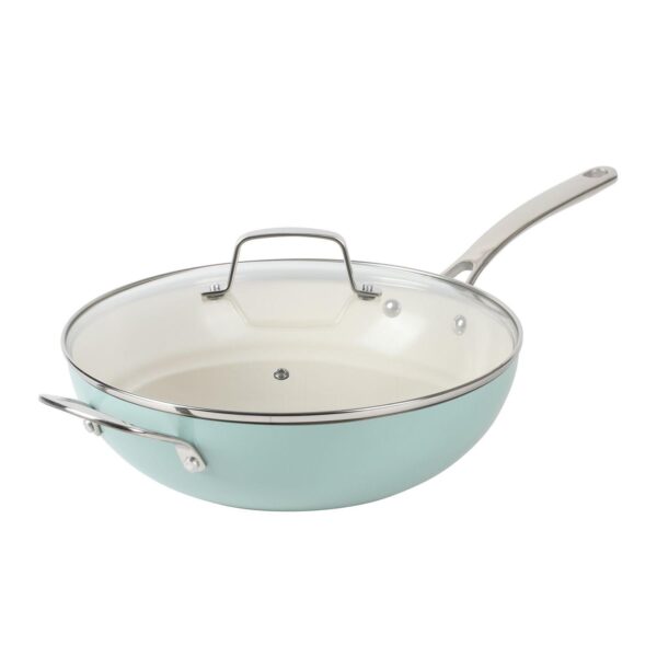 Martha Stewart Lockton 12 in. Ceramic Nonstick Multipurpose Wok Frying Pan